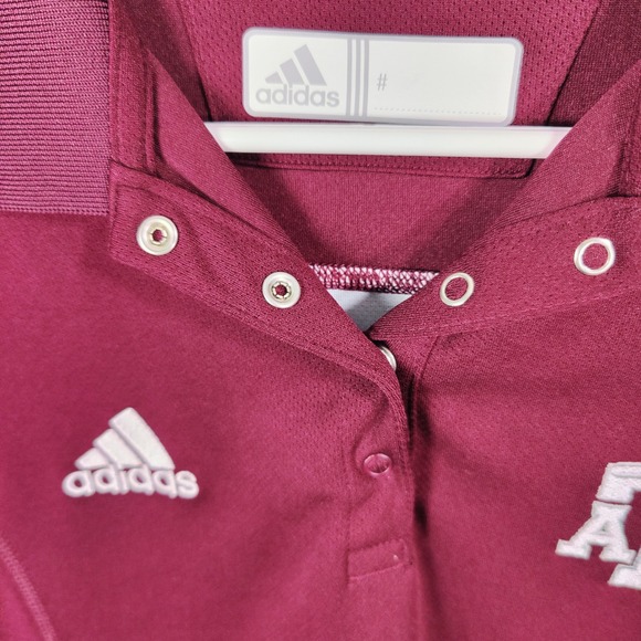 Texas A&M Aggies Adidas Climalite Polo College Football Top Maroon Womens Medium - Picture 7 of 10